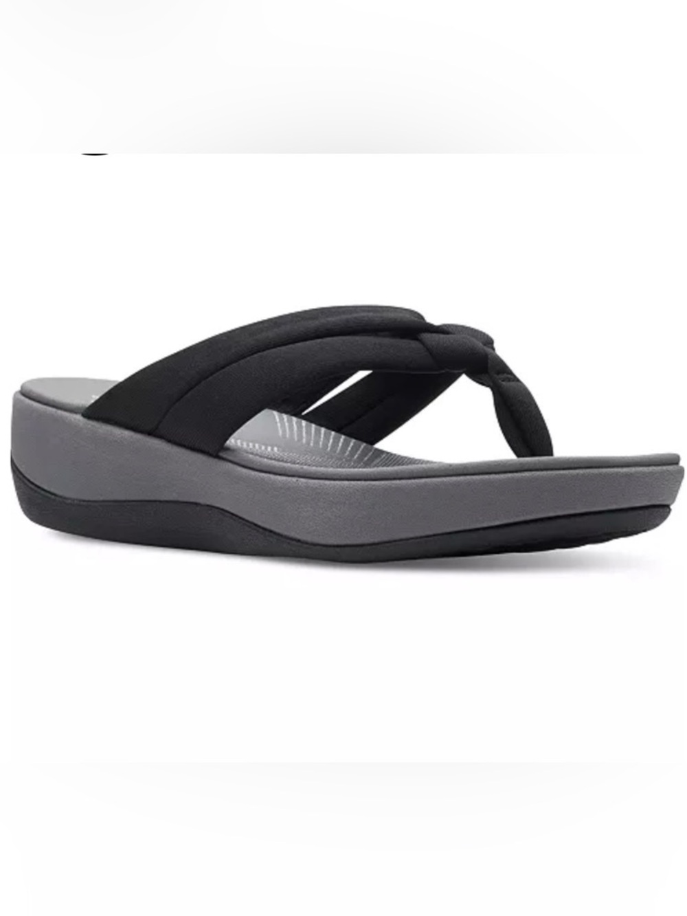 New Clarks Black and Gray Cushioned Thong Sandals Sz 12